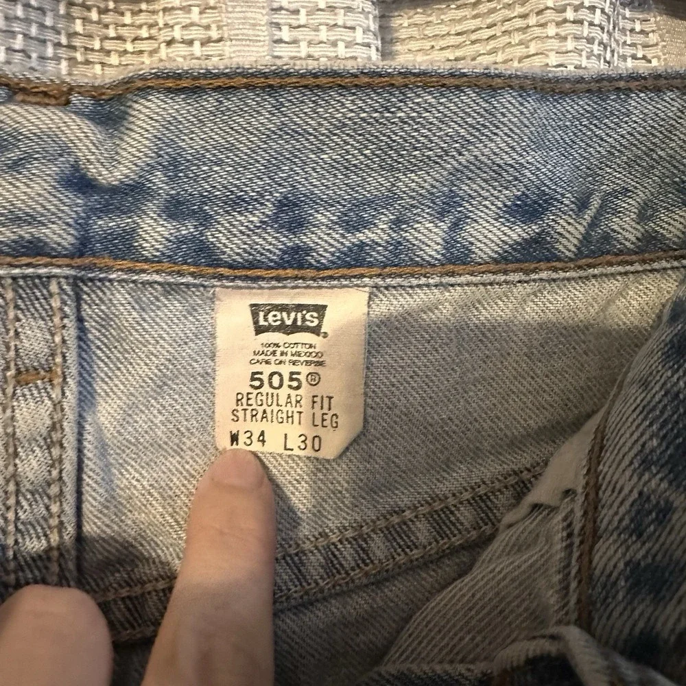 Levis 505 Jeans Mens 34x30 Y2K Light Regular Fit Straight‎ Leg Denim*